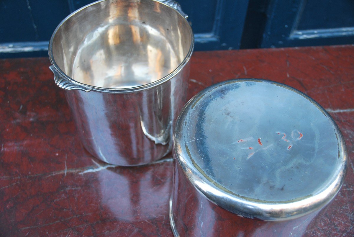 Pair Of Cooling Buckets In Silver Plated Metal Work XVIII-photo-3