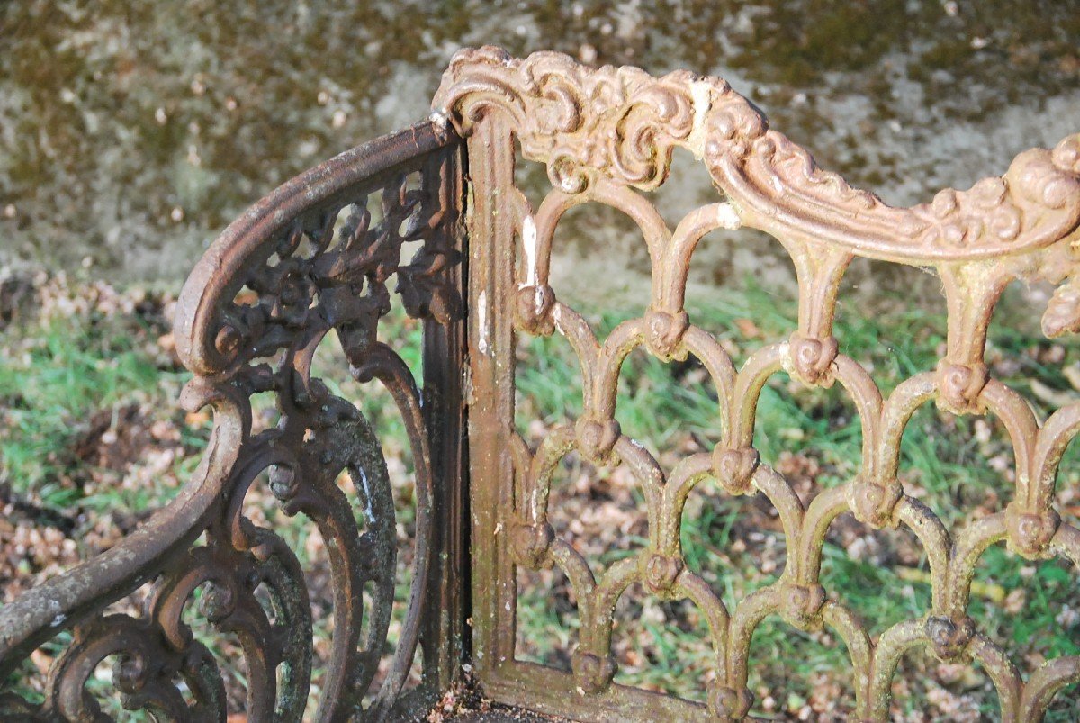 Rare Napoleon III Garden Bench Madeleine Castaing-photo-3
