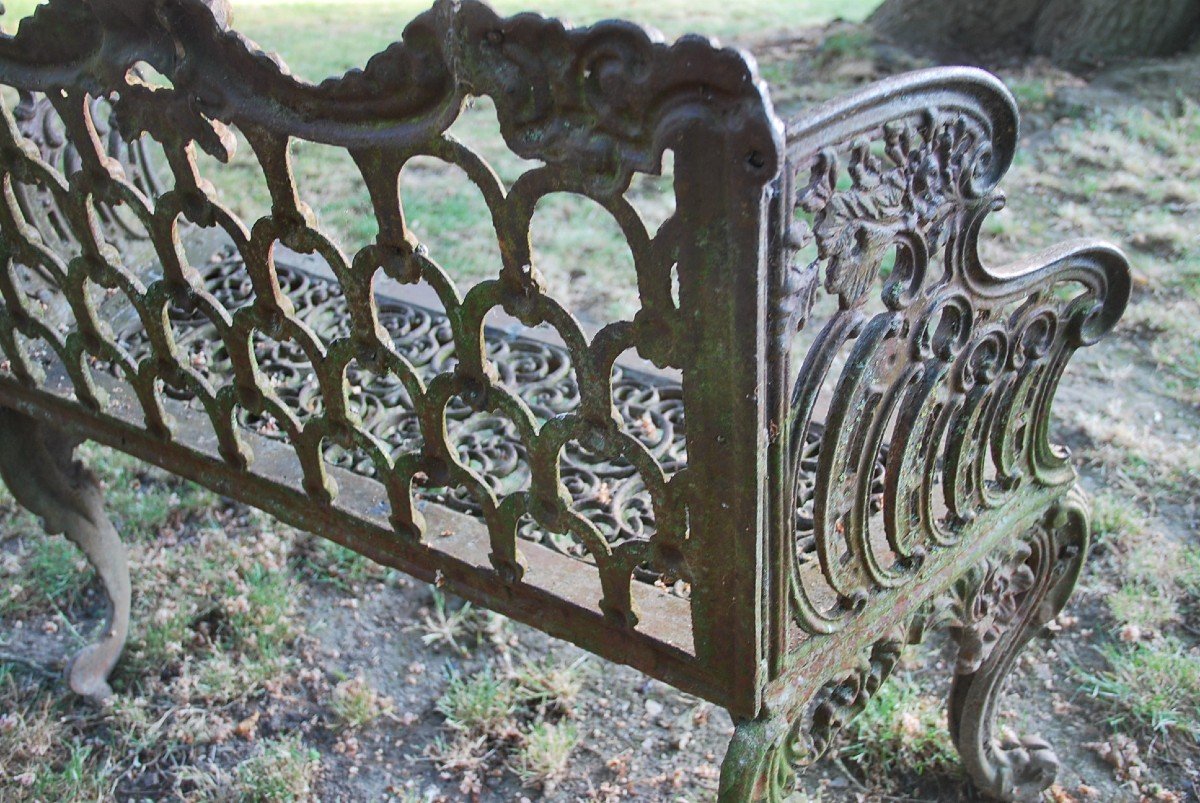 Rare Napoleon III Garden Bench Madeleine Castaing-photo-5