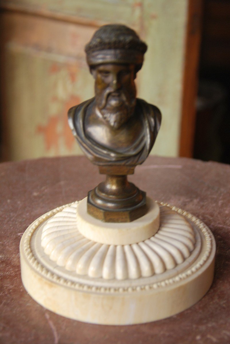 Bronze Bust Of Jupiter On An Important Ivory Base XIX-photo-5