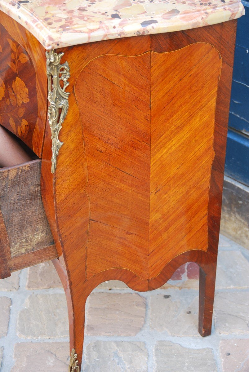 Small Commode In Louis XV Flower Marquetry-photo-1