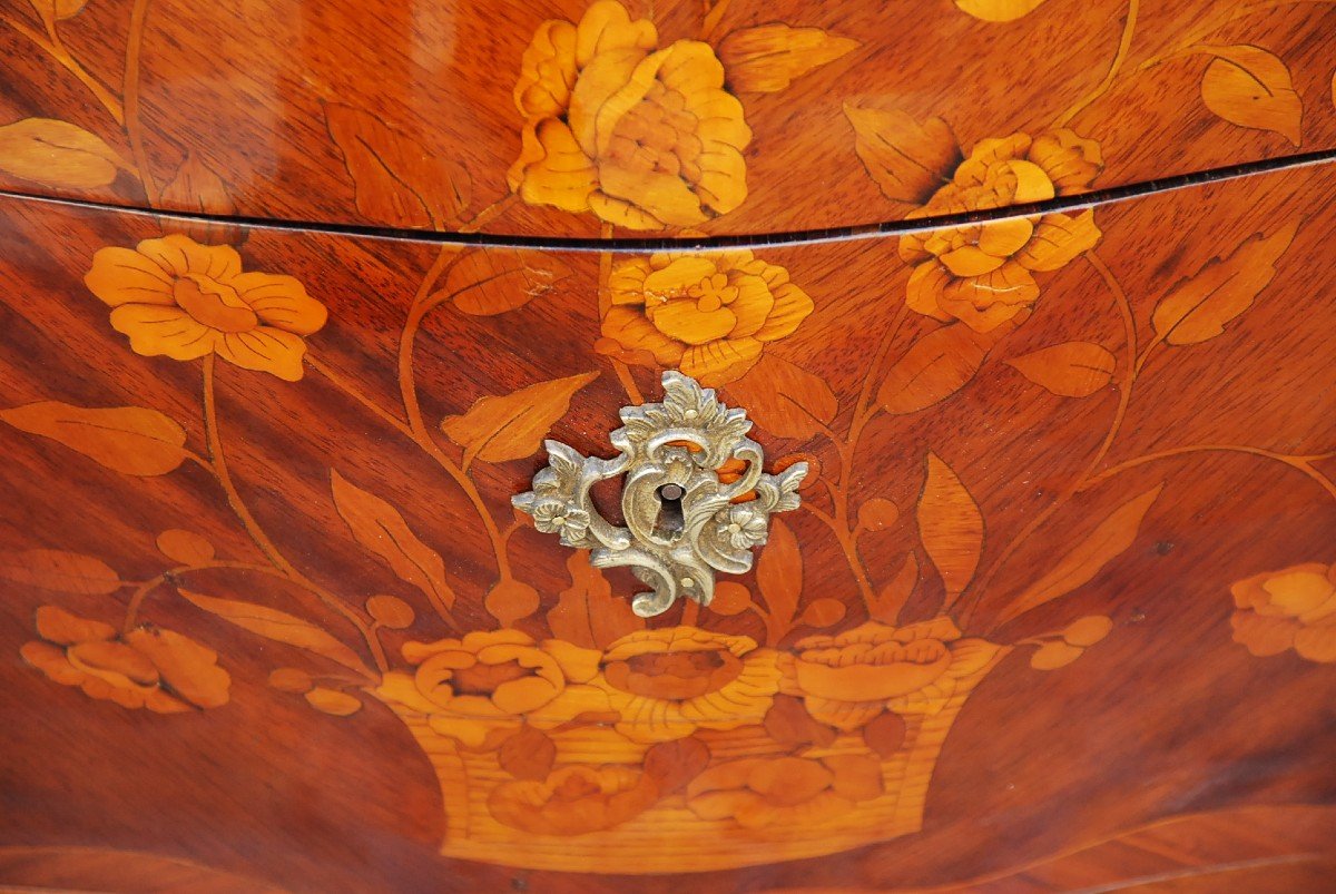 Small Commode In Louis XV Flower Marquetry-photo-8