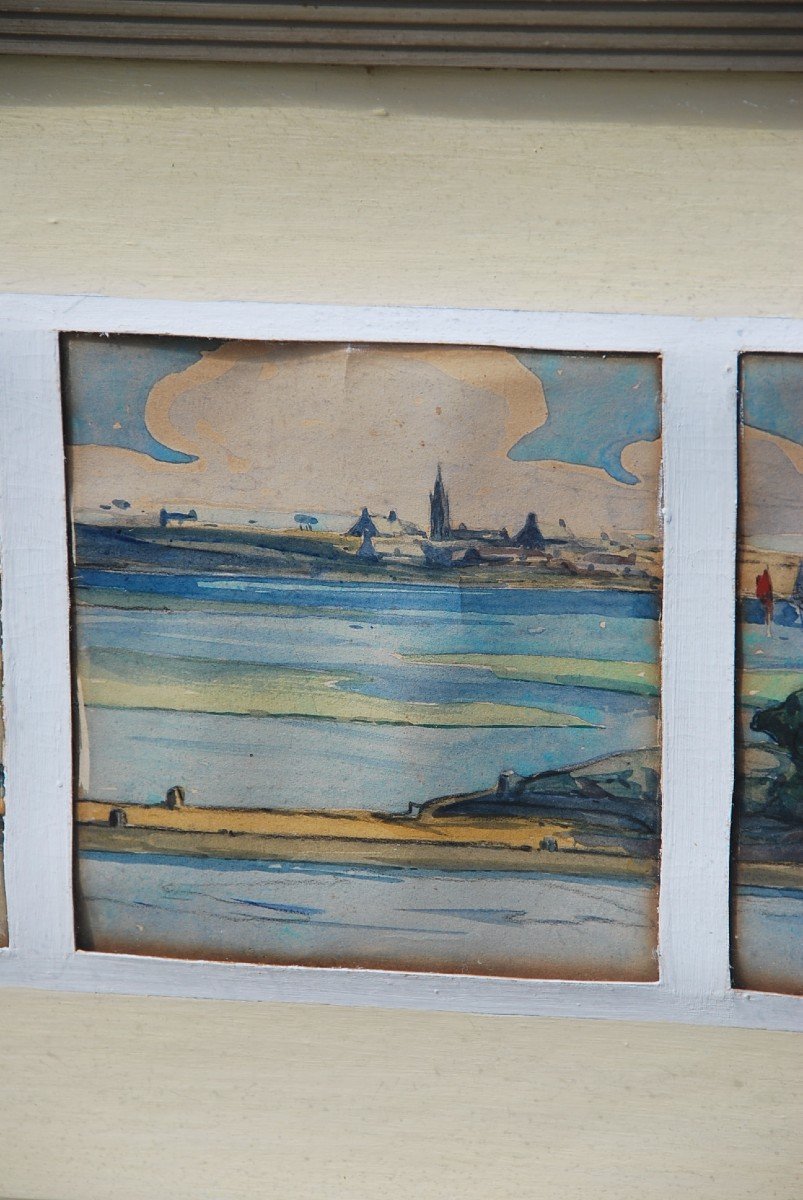 Watercolors, Suite Of Five Views Of Morbihan Signed Menttenhoven-photo-2