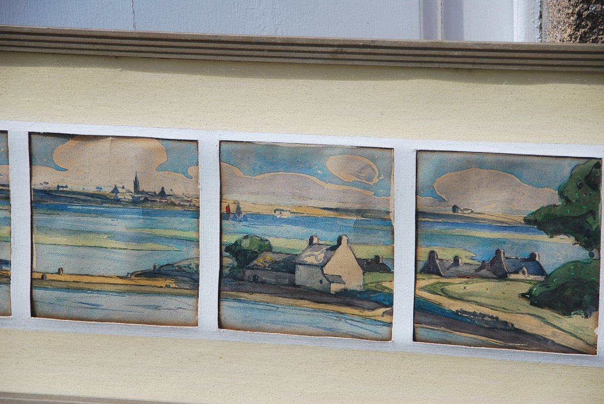 Watercolors, Suite Of Five Views Of Morbihan Signed Menttenhoven-photo-5