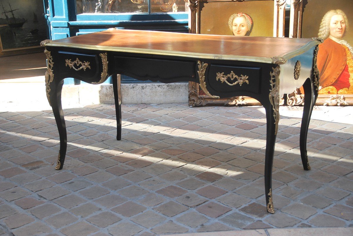 Louis XV Style Black Lacquered Flat Desk Jansen-photo-2