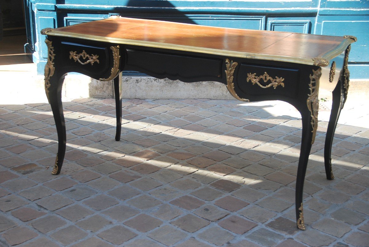 Louis XV Style Black Lacquered Flat Desk Jansen-photo-3