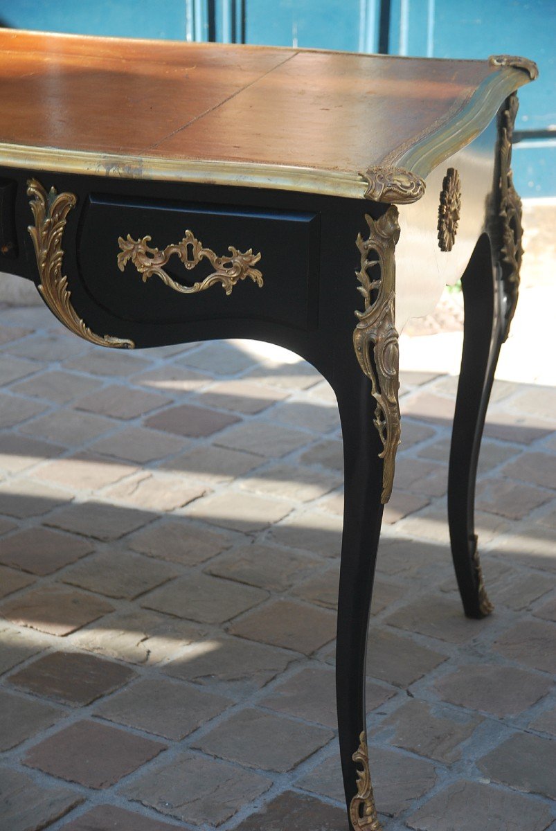 Louis XV Style Black Lacquered Flat Desk Jansen-photo-4