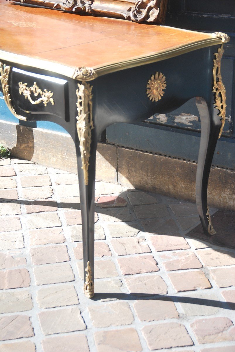 Louis XV Style Black Lacquered Flat Desk Jansen-photo-1