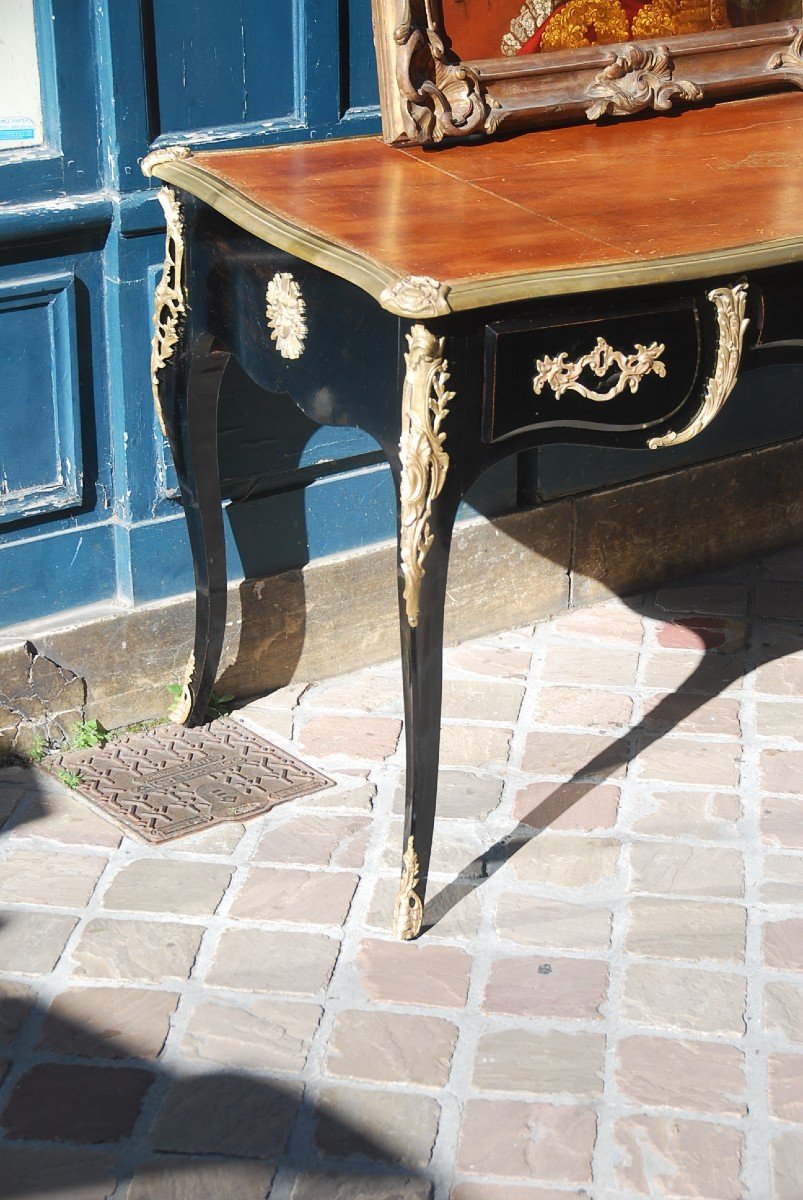 Louis XV Style Black Lacquered Flat Desk Jansen-photo-3