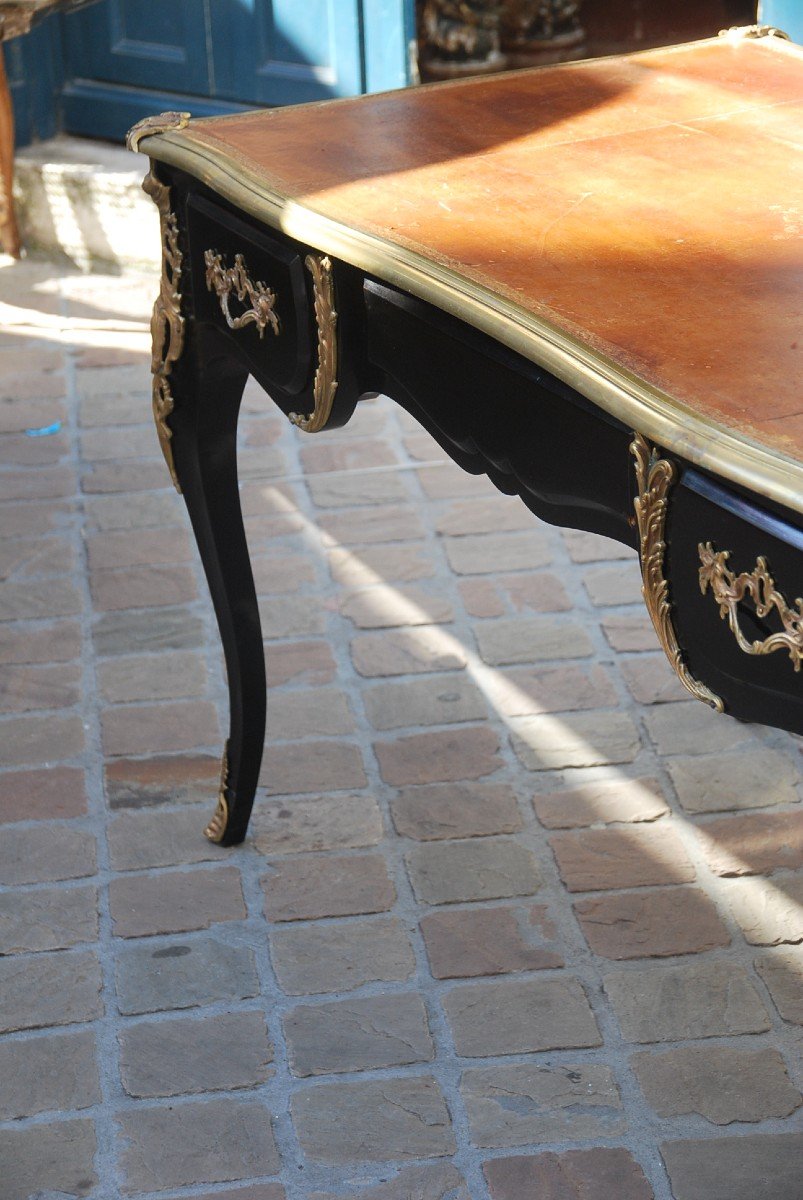 Louis XV Style Black Lacquered Flat Desk Jansen-photo-4