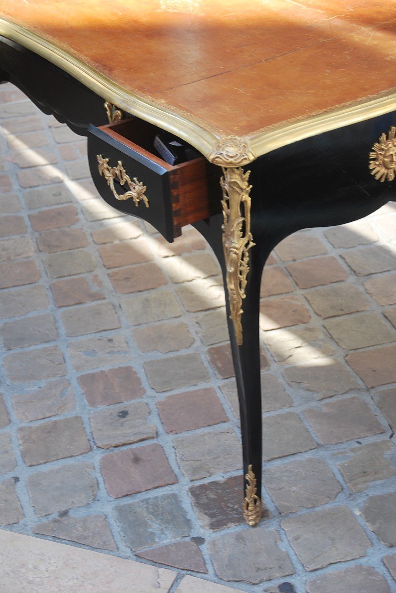 Louis XV Style Black Lacquered Flat Desk Jansen-photo-5