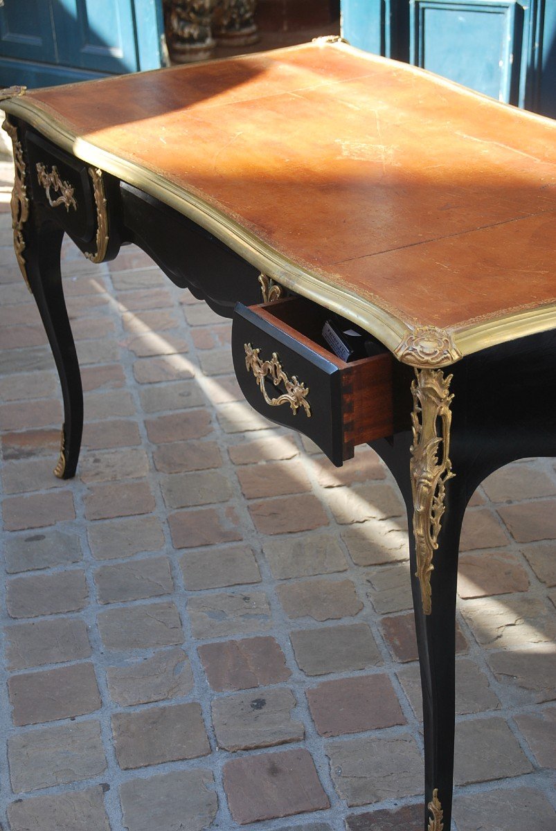 Louis XV Style Black Lacquered Flat Desk Jansen-photo-6