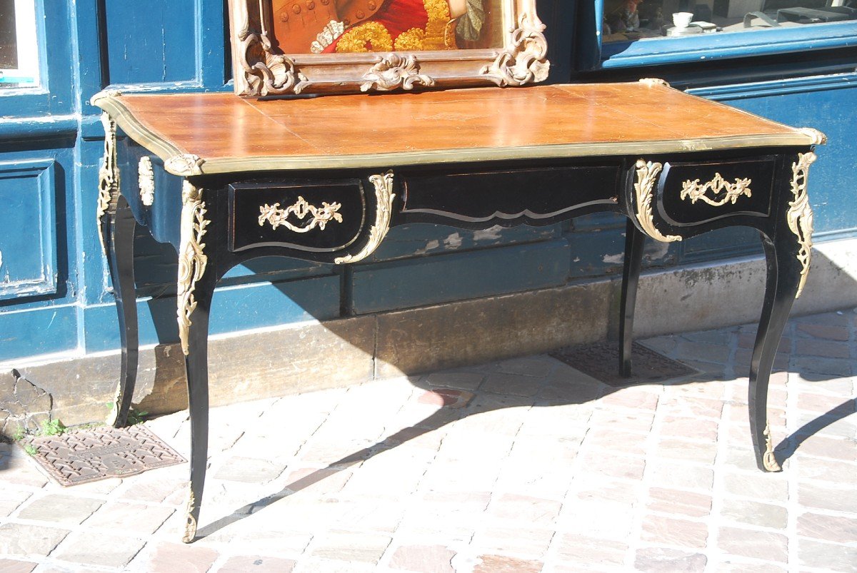 Louis XV Style Black Lacquered Flat Desk Jansen-photo-7