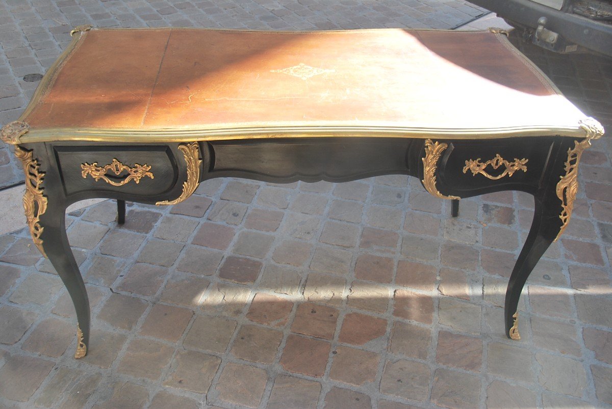 Louis XV Style Black Lacquered Flat Desk Jansen-photo-8