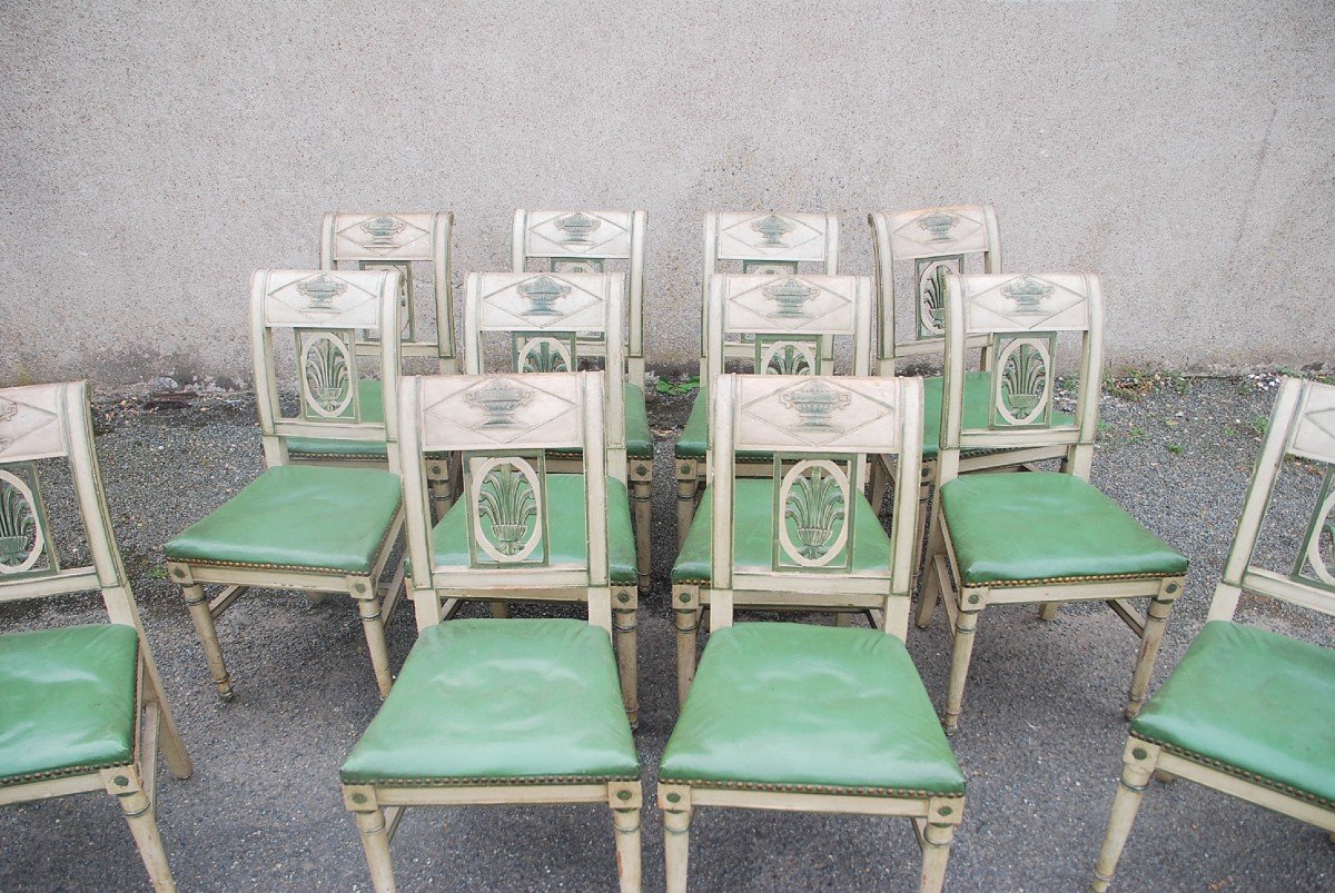 Suite Of 12 Directoire Lacquered Chairs-photo-3