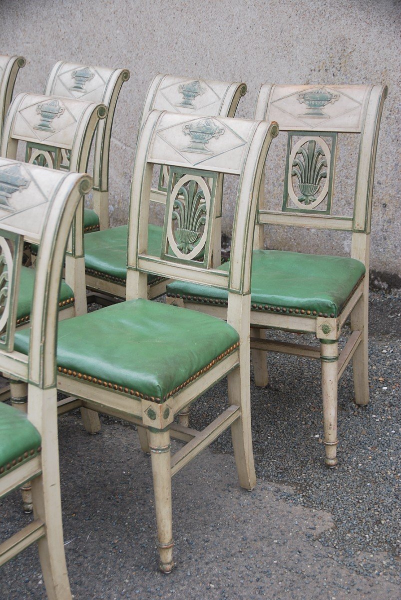 Suite Of 12 Directoire Lacquered Chairs-photo-2