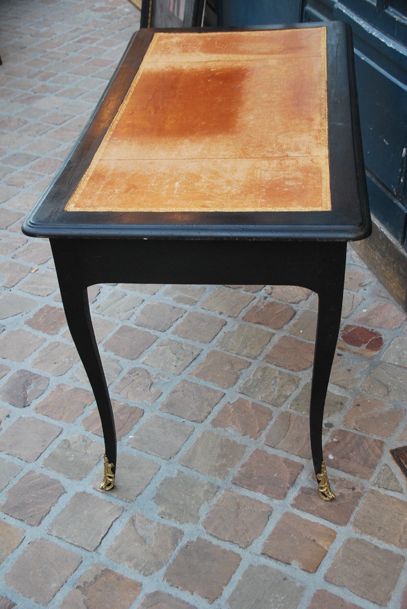 Bureau Plat En Bois Laqué Noir D époque Louis XV    XVIII-photo-3