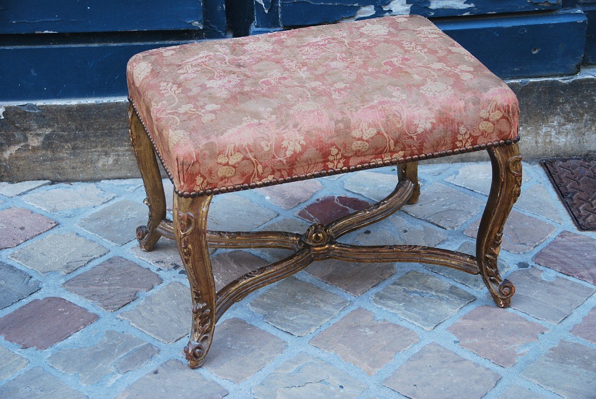 Tabouret En Bois Doré De Style Regence -photo-3