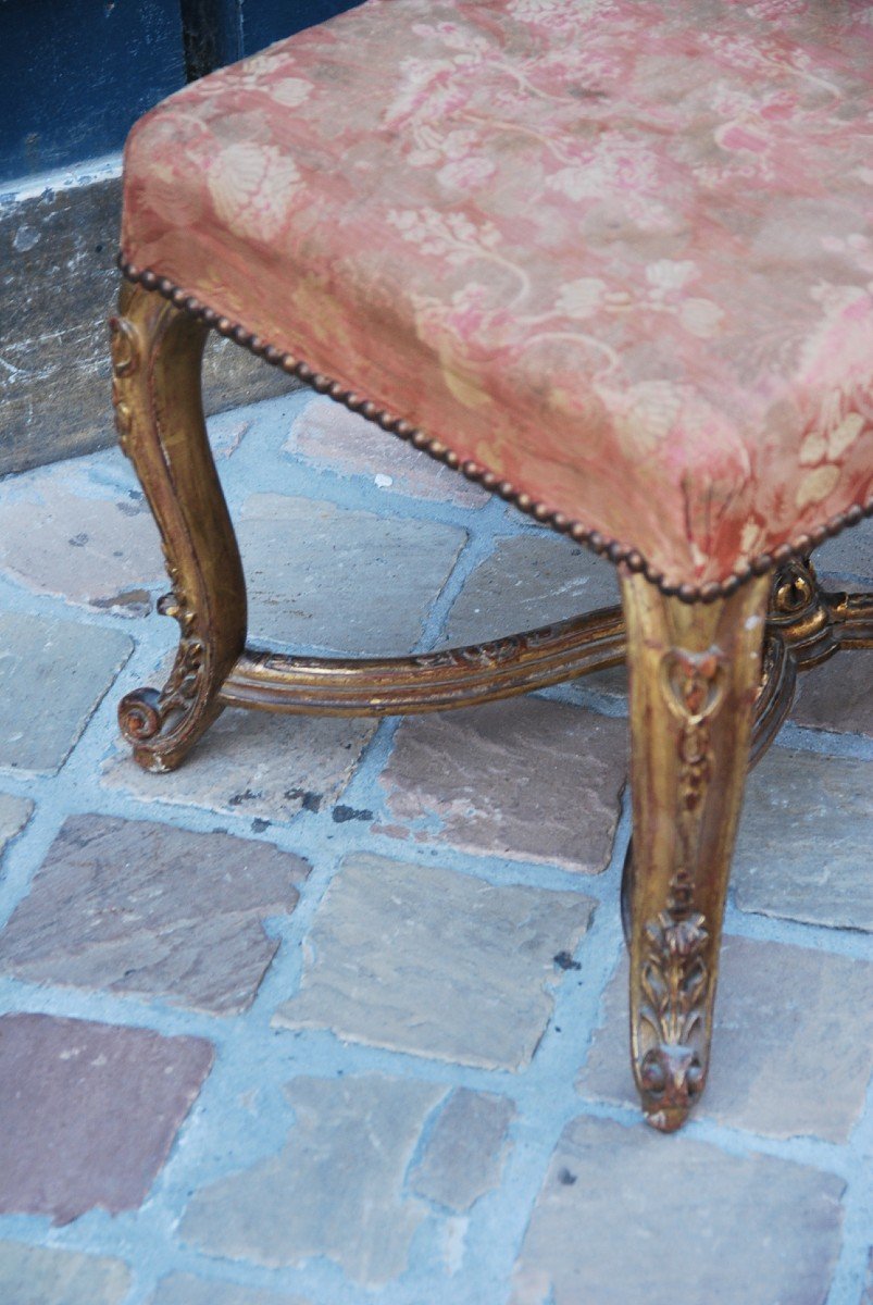 Tabouret En Bois Doré De Style Regence -photo-4