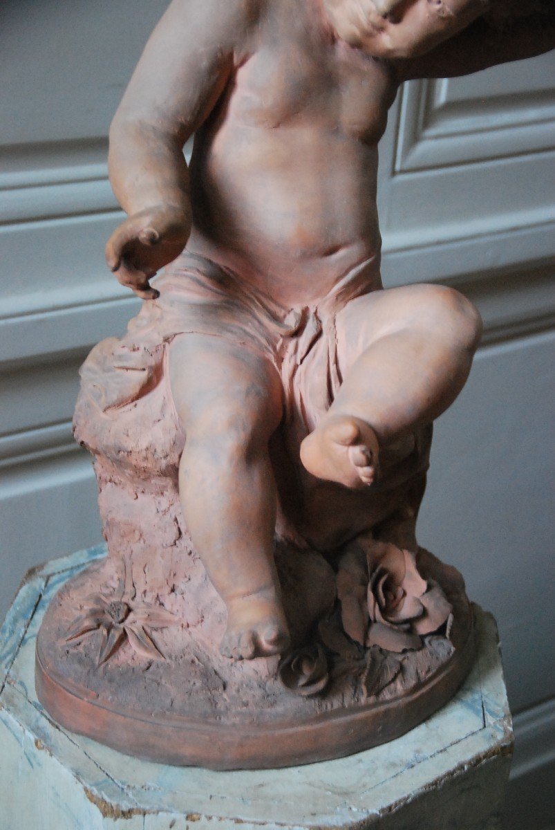 Important Terracotta Child With Tambourine XIX-photo-4