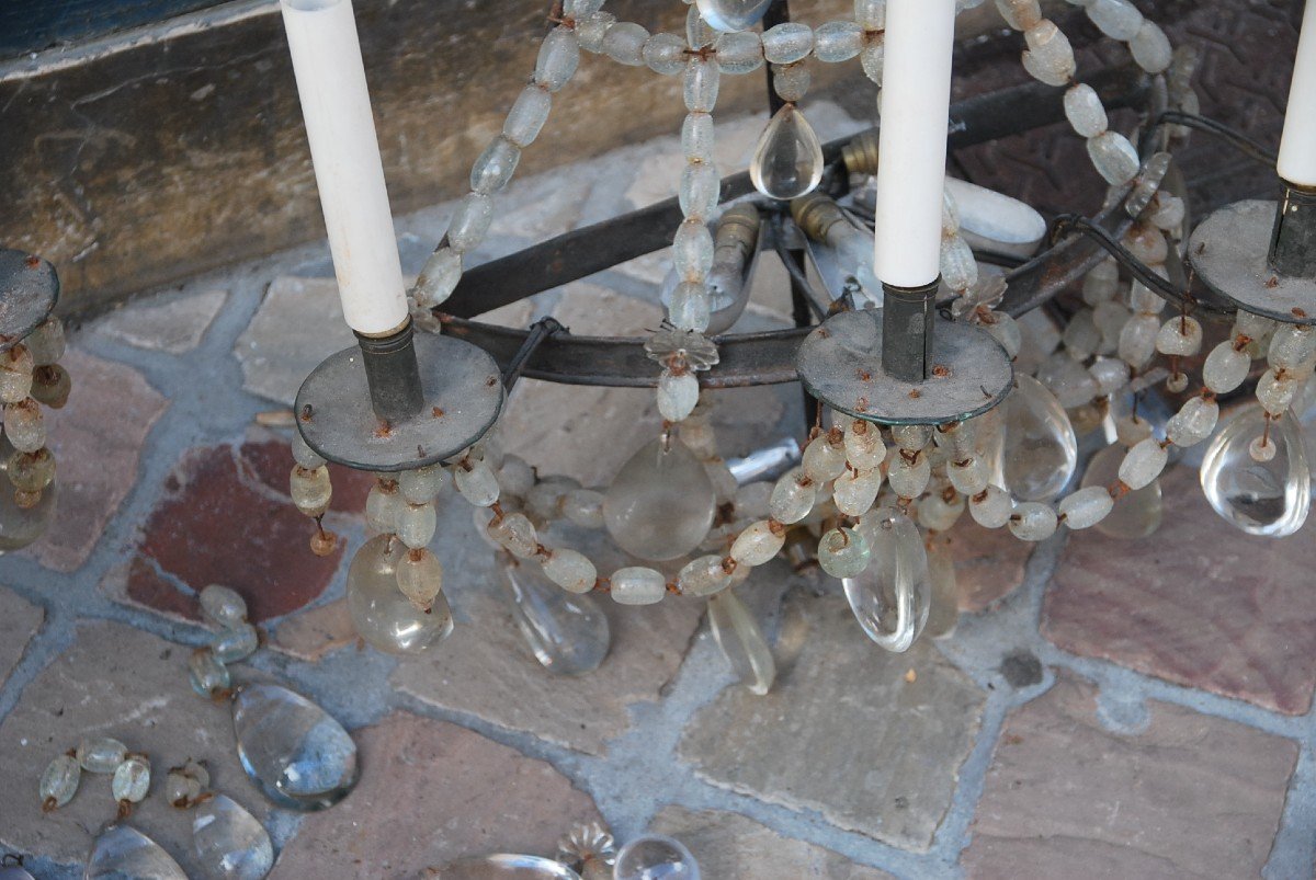 Pair Of Large 19th Century Wall Lamp In Directoire Rock Crystal-photo-2