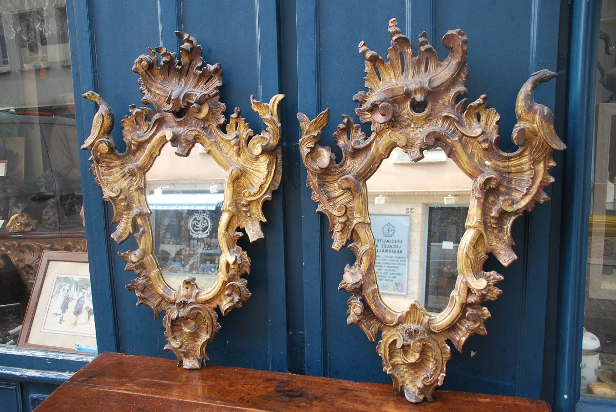 Pair Of Large Italian Baroque Mirrors XVIII-photo-2