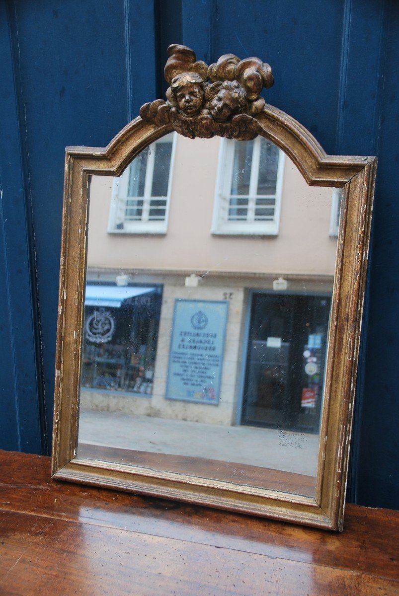 Golden Wood Mirror Cherub Heads-photo-2