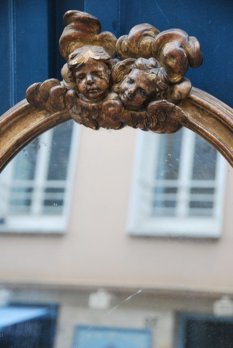 Golden Wood Mirror Cherub Heads