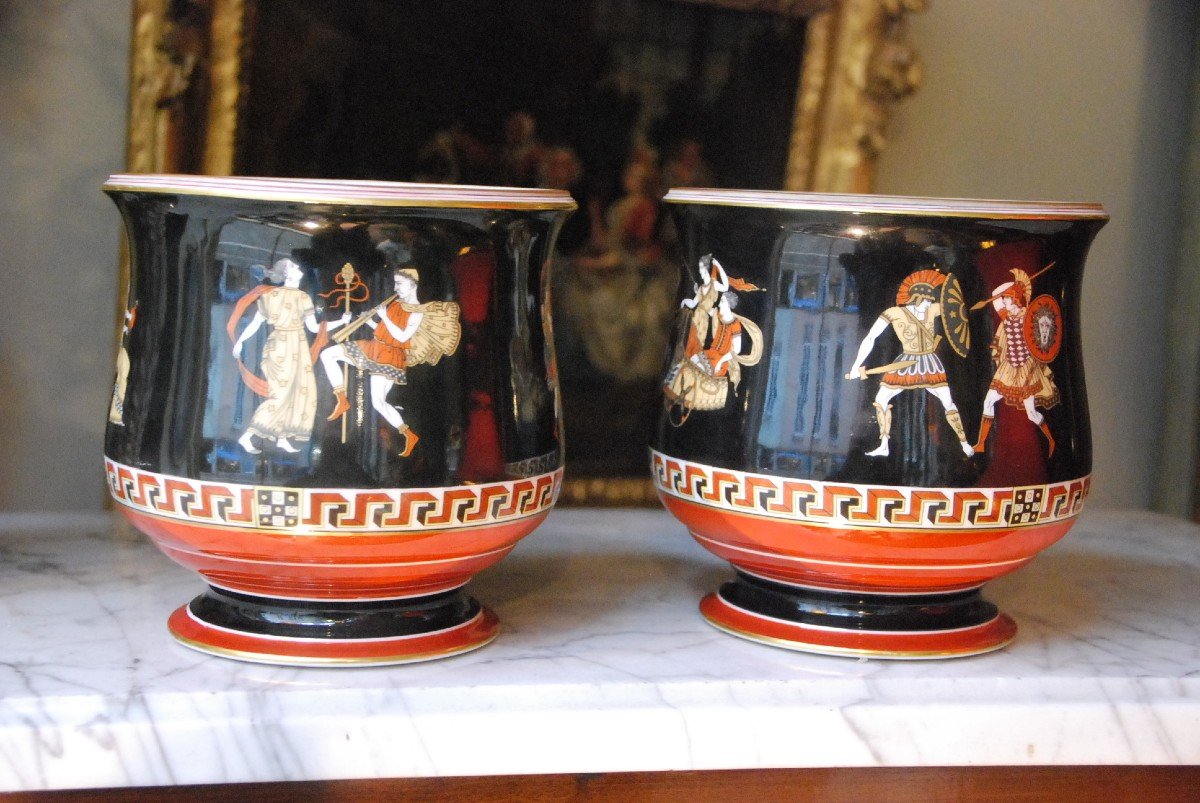 Pair Of Porcelain Pot Covers In The Neo Classical 19th Century Taste-photo-4