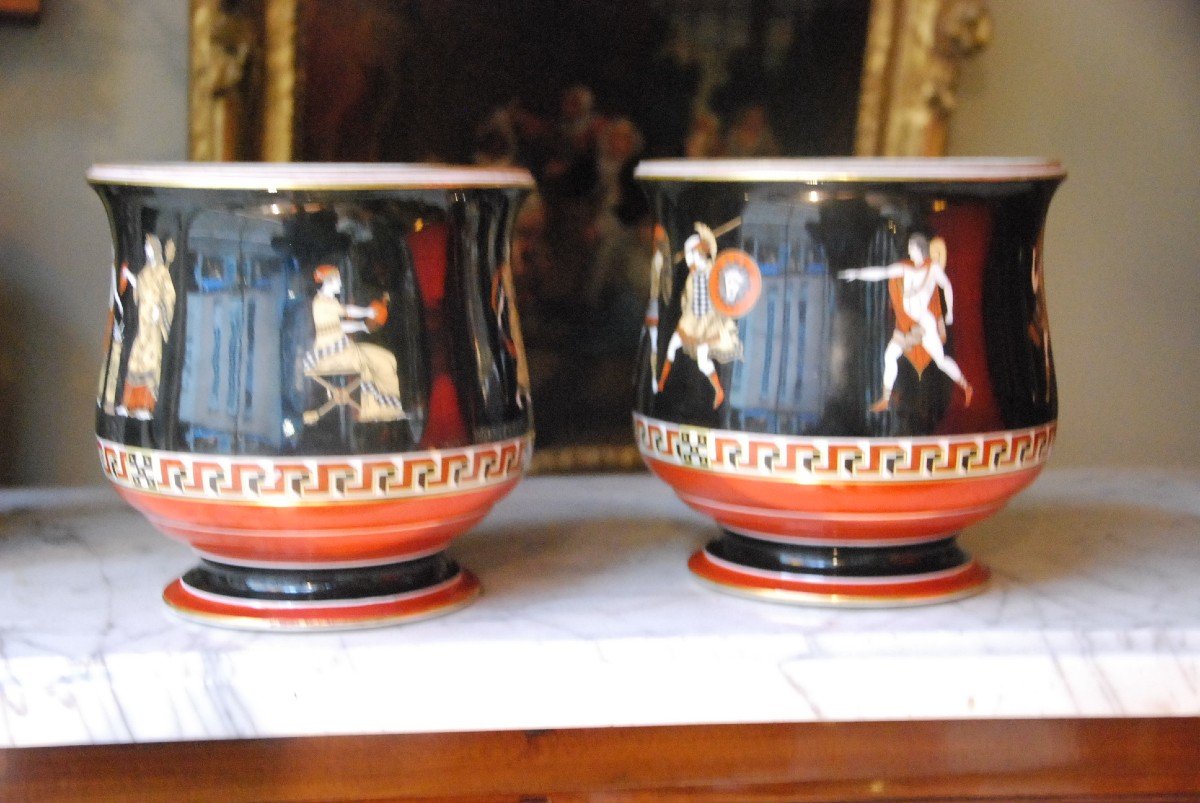 Pair Of Porcelain Pot Covers In The Neo Classical 19th Century Taste-photo-1