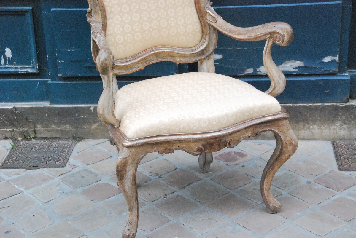 Venice, Large Ceremonial Armchair With Chassis From The 18th Century-photo-3