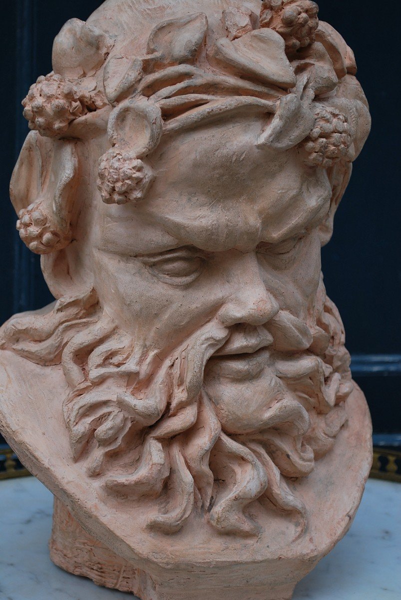 Bacchus Terracotta Bust Signed-photo-4