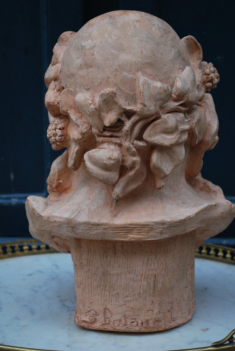 Bacchus Terracotta Bust Signed-photo-2