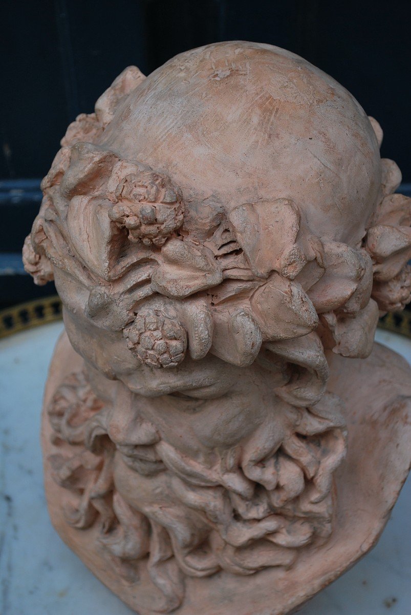 Bacchus Terracotta Bust Signed-photo-5