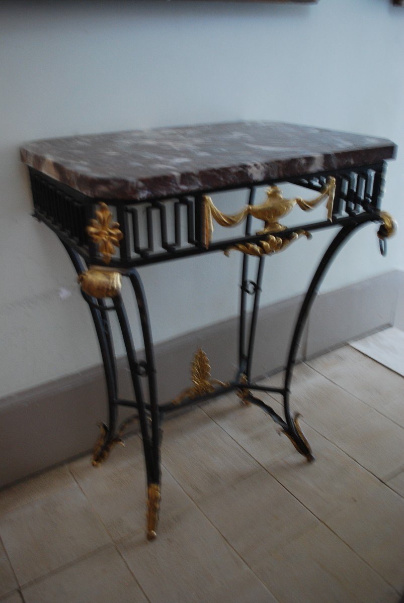 Console D Wall Or Middle Table Wrought Iron Louis XVI Style