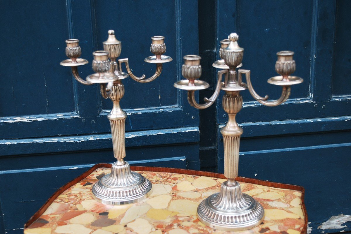 Paire De Candélabres De Style Louis XVI -photo-2