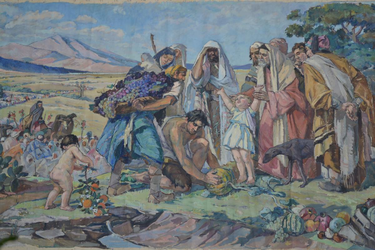 Grande Toile Peinte "le Départ Des Noces De Cana" Par Rieunier Rouzzaud-photo-2