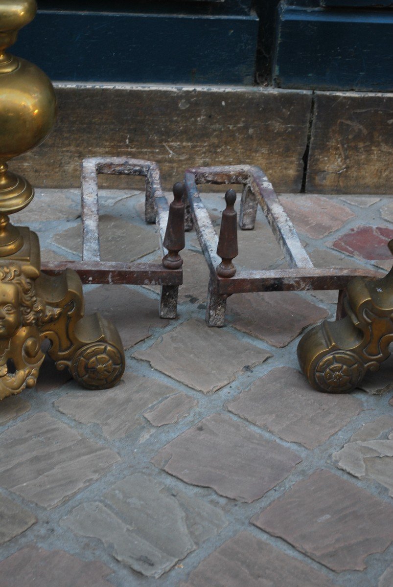 Important Pair Of Andirons With Marmousets From The Louis XIV Period From The 17th-photo-3