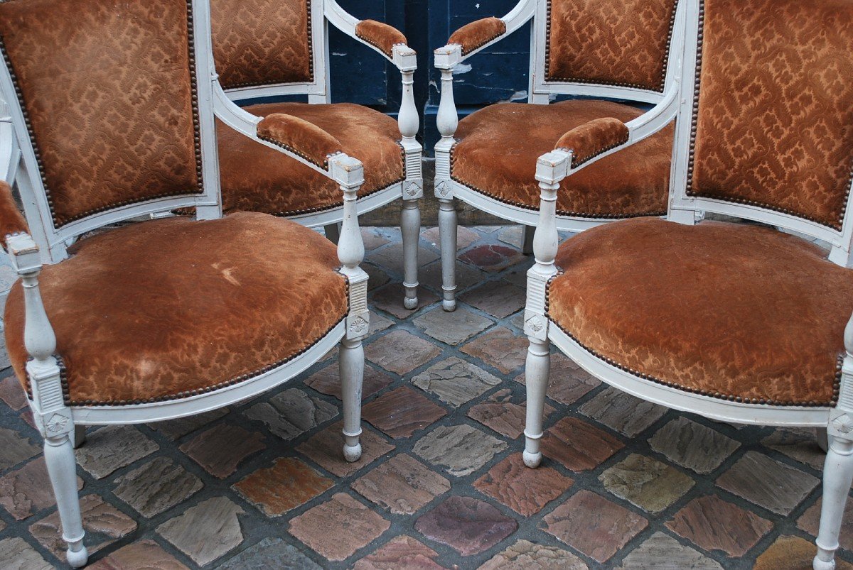 Suite Of 4 Directoire Period Armchairs  -photo-2