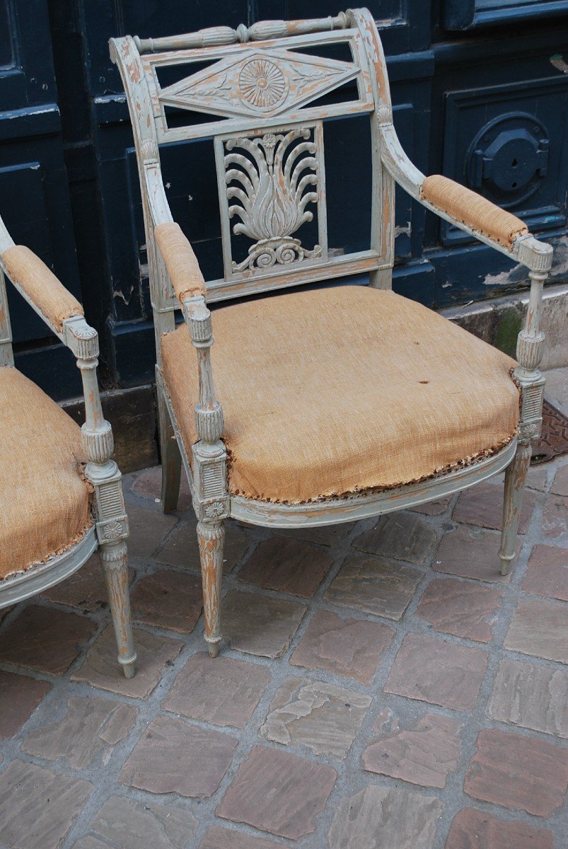 Pair Of Lacquered Armchairs From The Directoire Period -photo-1