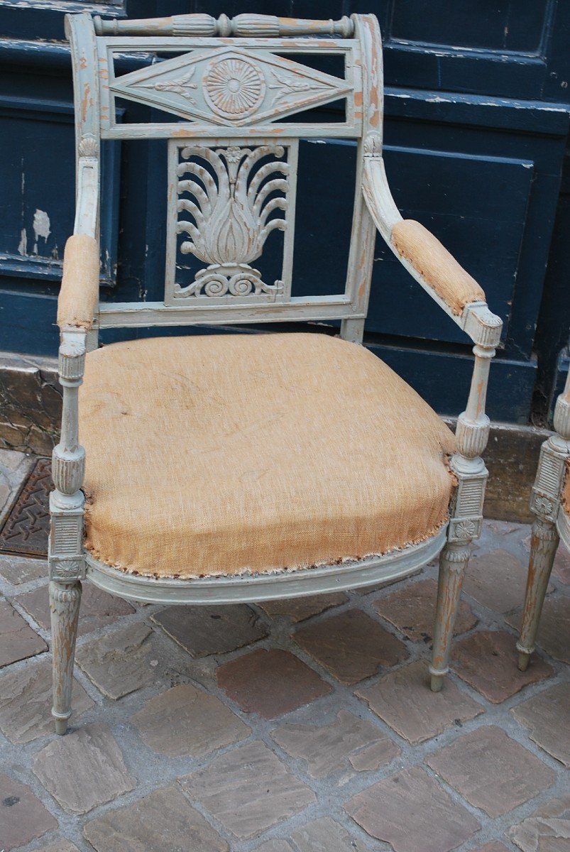 Pair Of Lacquered Armchairs From The Directoire Period -photo-4