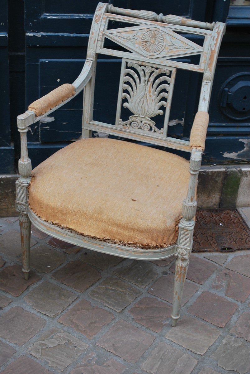 Pair Of Lacquered Armchairs From The Directoire Period -photo-5