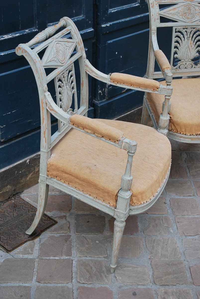 Pair Of Lacquered Armchairs From The Directoire Period -photo-6