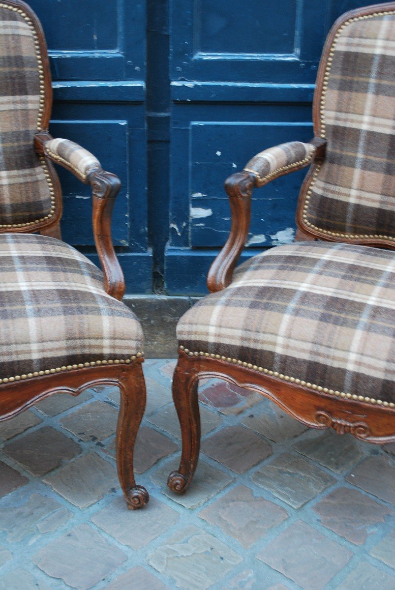 Pair Of Photo Armchairs With Flat Backs From Louis XV XVIII Period-photo-1