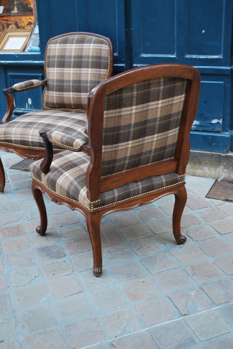 Pair Of Photo Armchairs With Flat Backs From Louis XV XVIII Period-photo-6