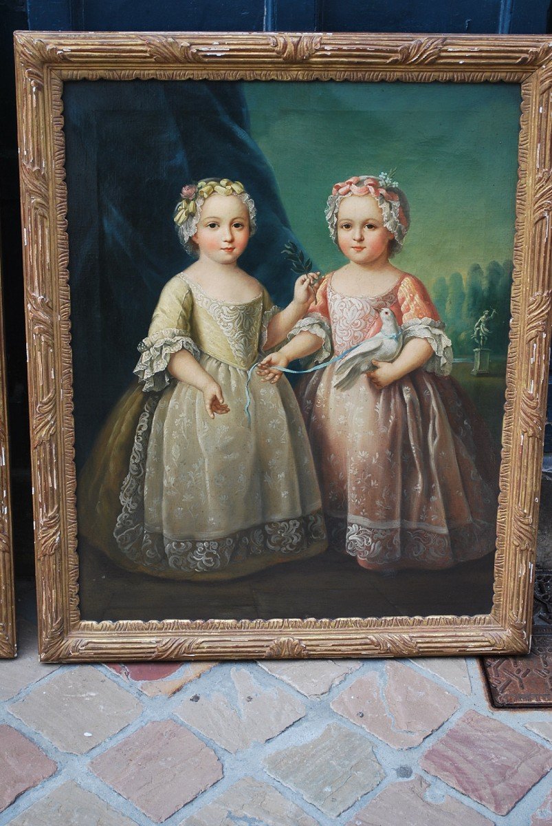 Pair Of Double Portrait Of Children XVIII After Drouais-photo-3