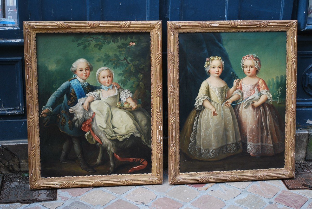 Pair Of Double Portrait Of Children XVIII After Drouais-photo-7