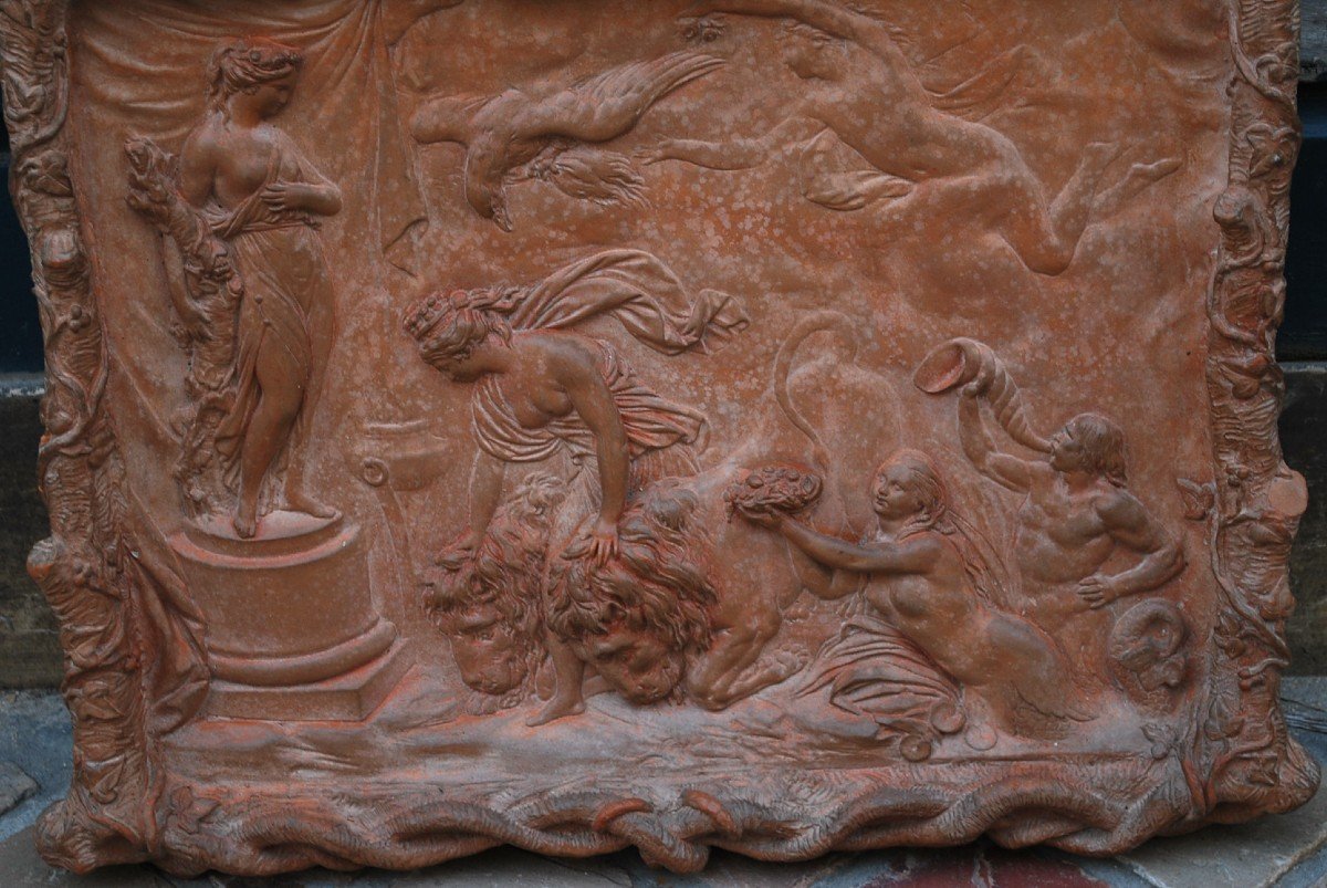 Relief En Terre Cuite Scène à L Antique Athéna0 d ans Le Gout XVIII Signé de Moreau-photo-2