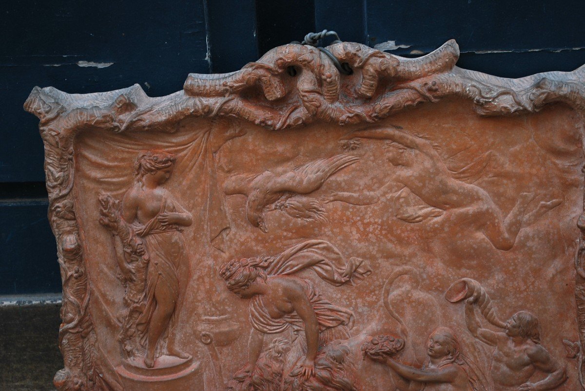 Relief En Terre Cuite Scène à L Antique Athéna0 d ans Le Gout XVIII Signé de Moreau-photo-3