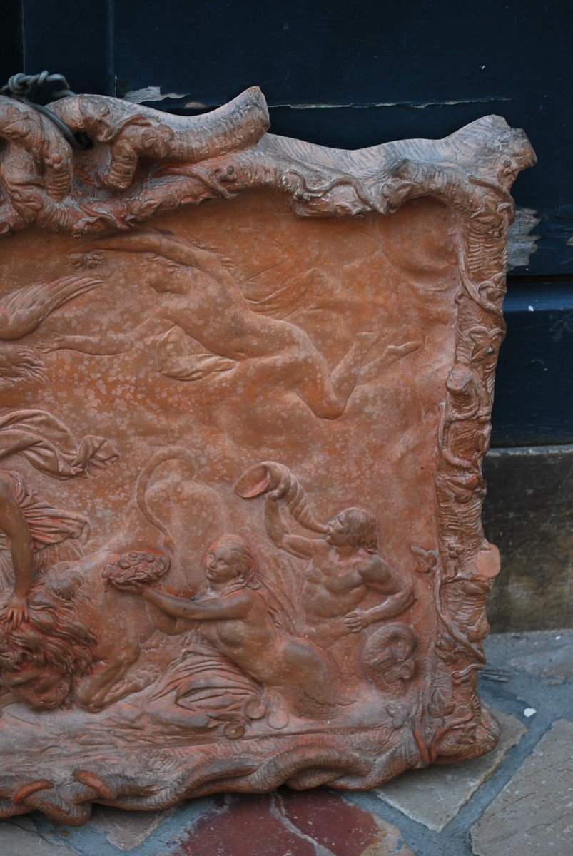 Relief En Terre Cuite Scène à L Antique Athéna0 d ans Le Gout XVIII Signé de Moreau-photo-3